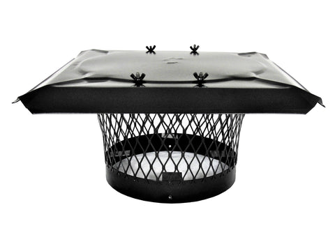 Stackable Round Single Flue Chimney Caps for Masonry Chimneys - Black Powder Coated - CA 5/8" Mesh Stackable Round Single Flue Chimney Caps for Masonry Chimneys - Black Powder Coated - CA 5/8" Mesh