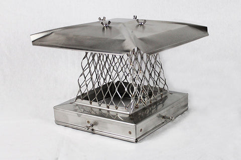 Solid Frame Chimney Cap - 304 Stainless Steel - Stackable 3/4" Mesh