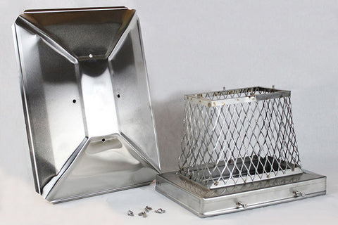 Solid Frame Chimney Cap - 304 Stainless Steel - Stackable 3/4" Mesh