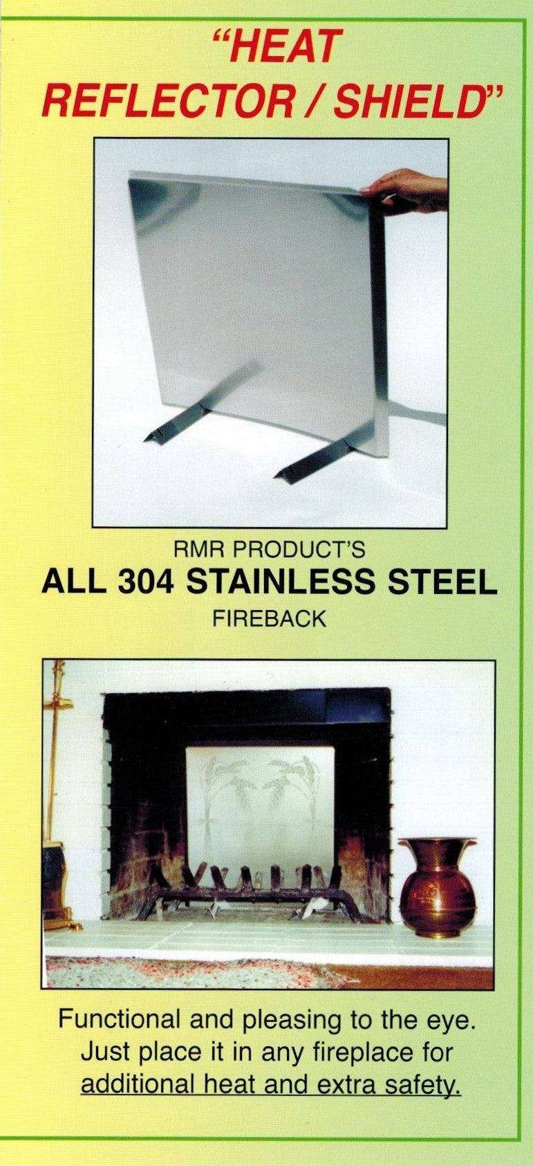 Heat Reflector / Shield Fireback - 304 Stainless Steel